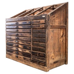 1920's Original Printers Letterpress Typography Cabinet