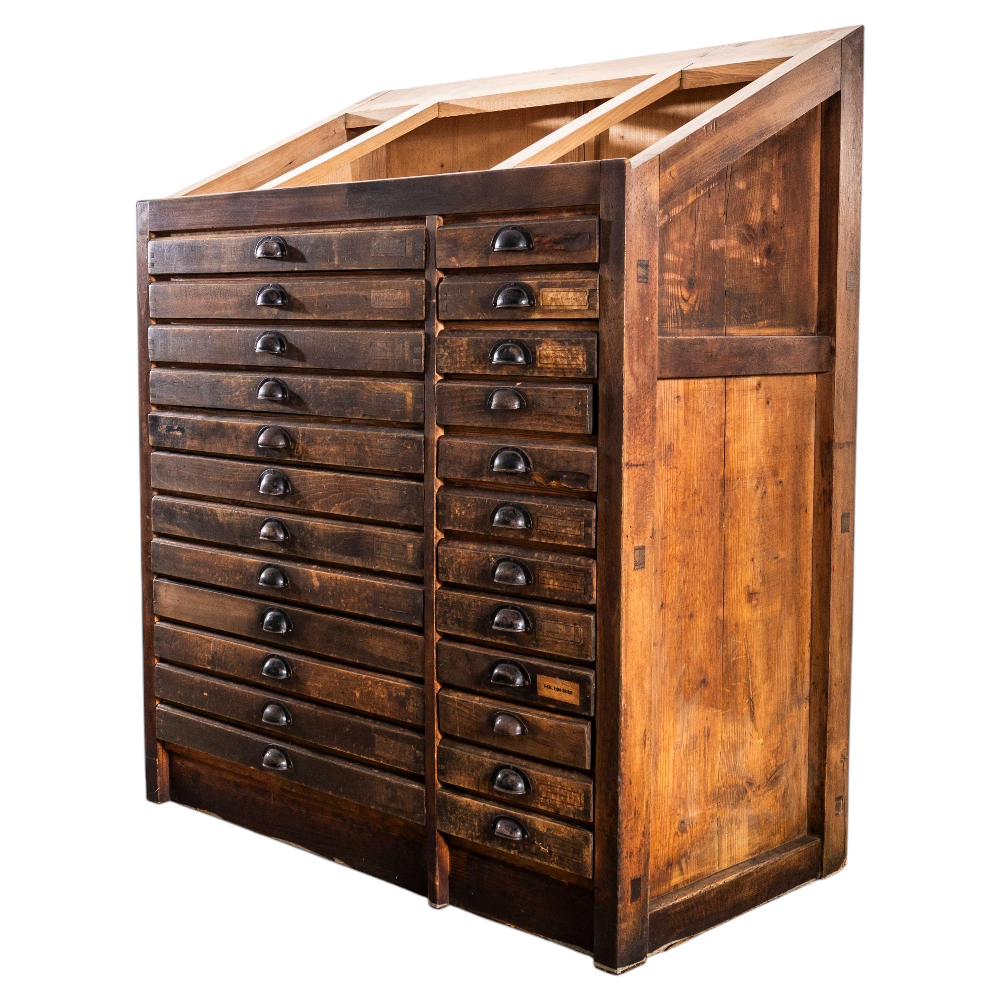 1920's Original Printers Letterpress Typography Cabinet For Sale