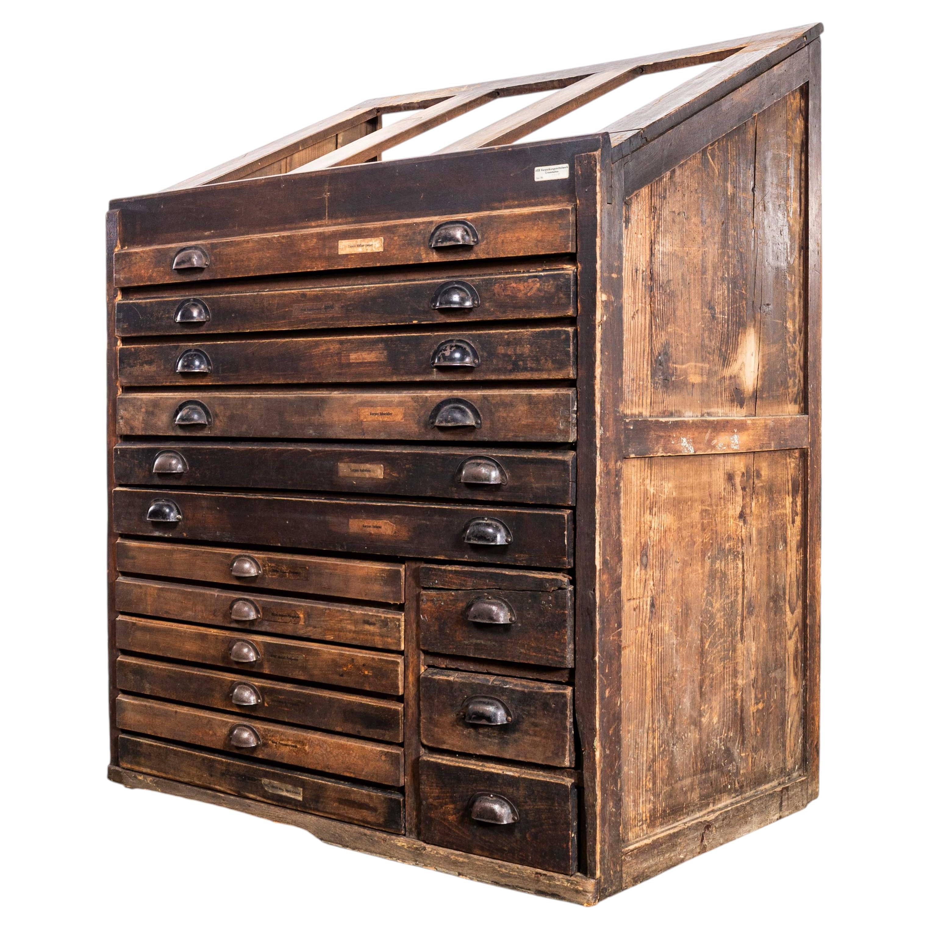 1920's Original Printers Letterpress Typography Cabinet For Sale