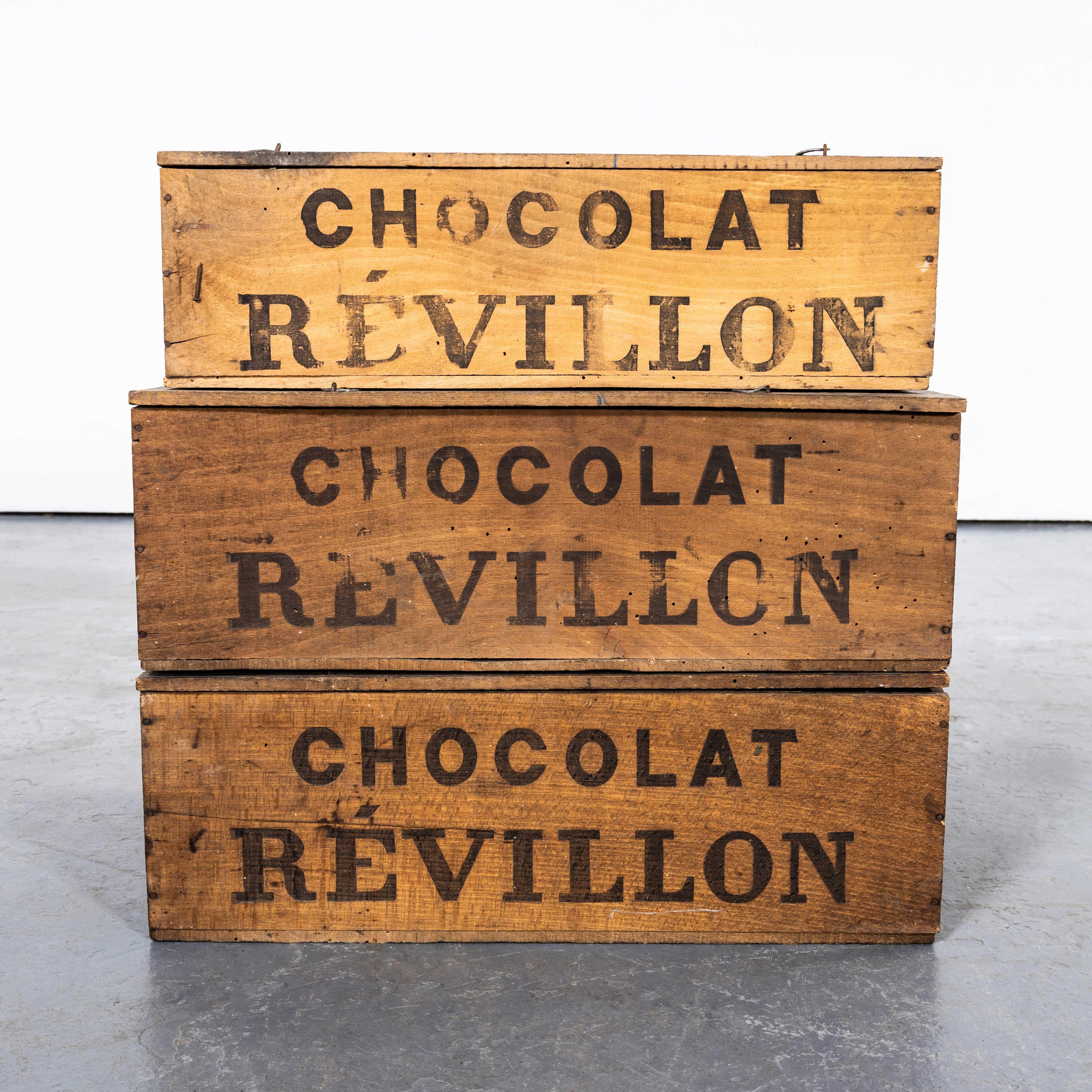 Early 20th Century 1920's Original Revillon Chocolate Shipping Box - Single Box