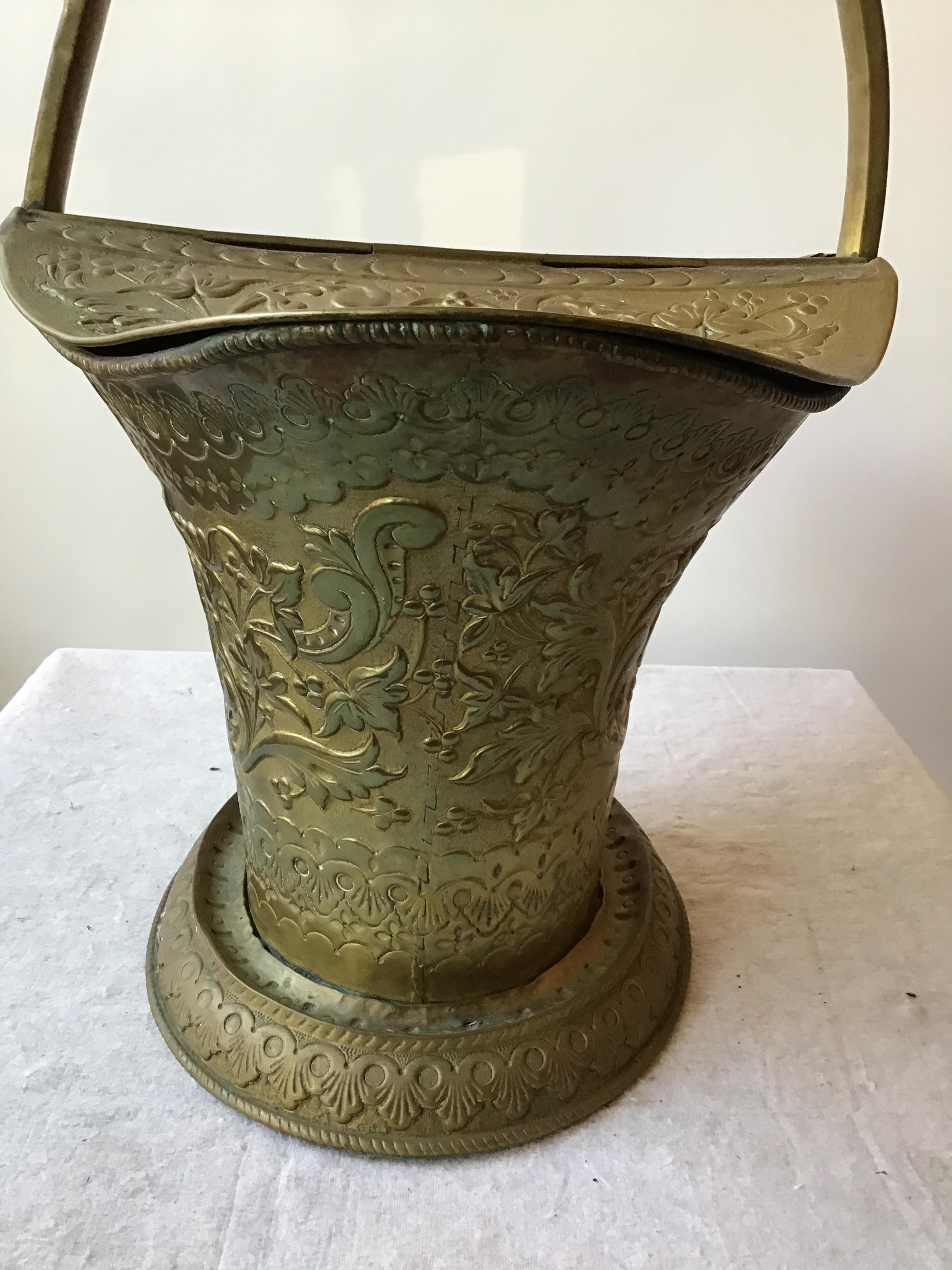 1920s Ornate Brass Coal Scuttle 2