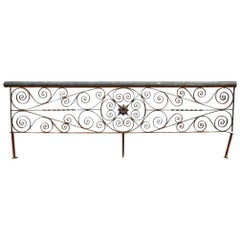 Used 1920s Ornate Hand Wrought Iron Floral Balcony Railing Piece