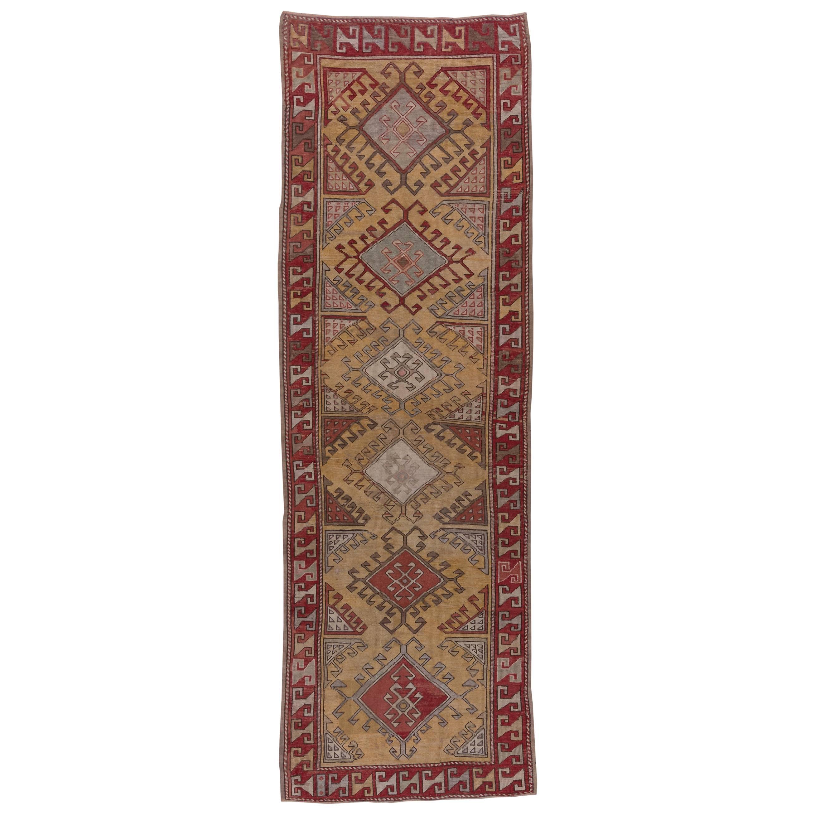 Yellow Turkish Oushak Runner, Circa 1920s