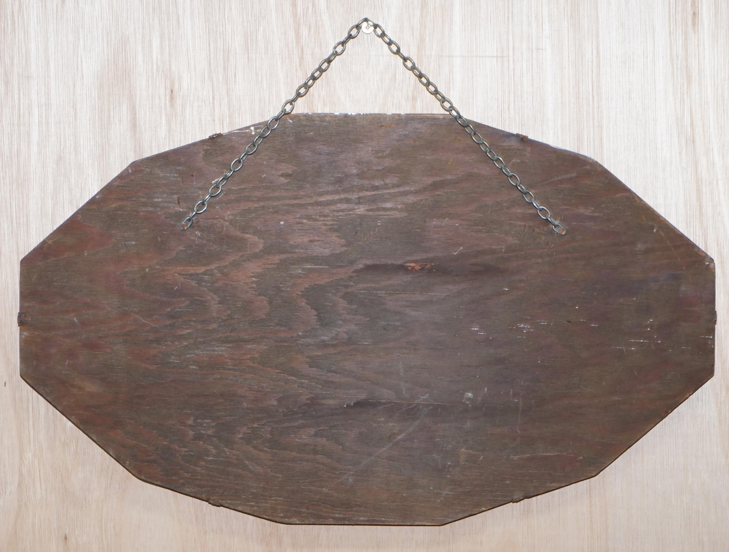 1920s Oval Beveled Edge Mercury Plate Mirror Period Solid Oak Backing Board In Good Condition In West Sussex, Pulborough