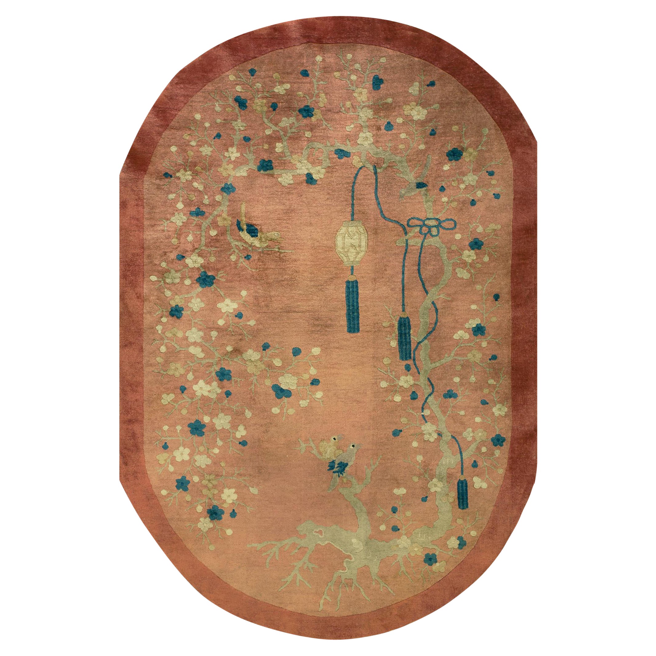 1920s Oval Chinese Art Deco Carpet ( 5'2" x 7'8" - 157 x 233 cm ) For Sale
