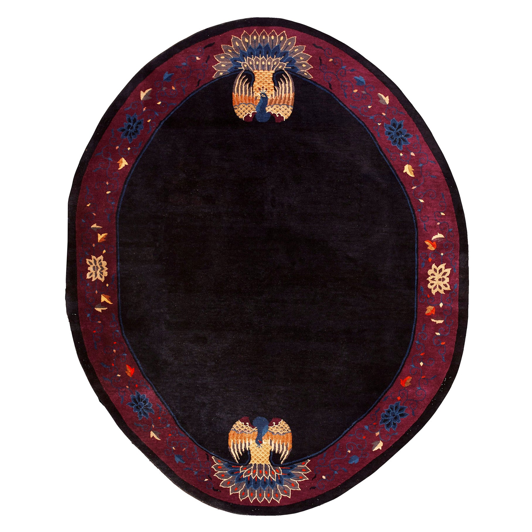 1920s Oval Chinese Art Deco Carpet ( 7' 10" x 9' 10" - 238 x 299 cm ) For Sale