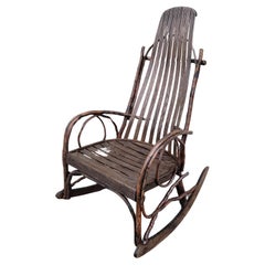 Antique 1920s PA Hand Made Rustic Hickory & Twig Rocking Chair 