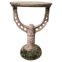 1920s Painted Cast Iron Industrial Side Table with Glass Top