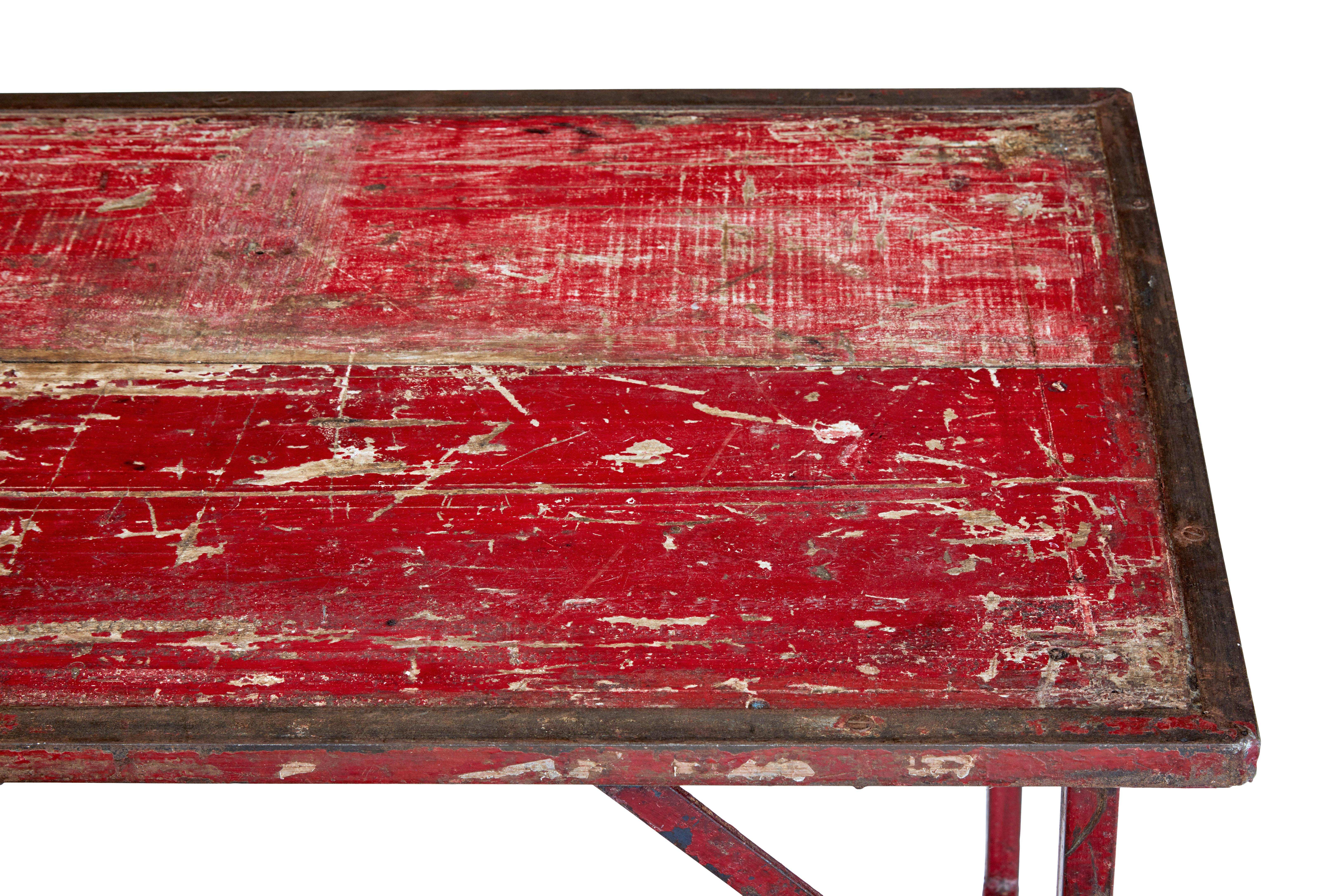 Industrial 1920s’ painted french pine and metal folding table