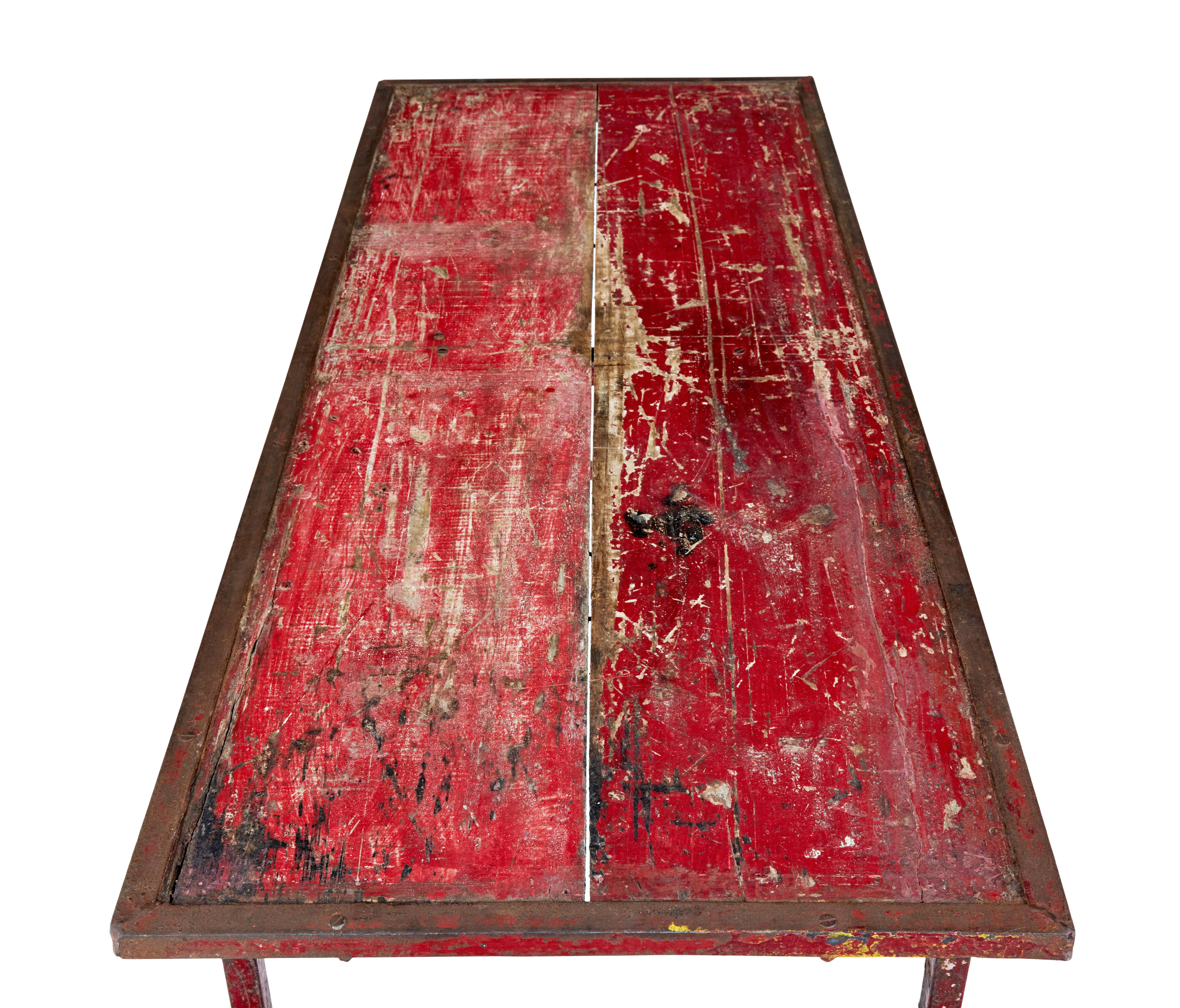 French 1920s’ painted french pine and metal folding table