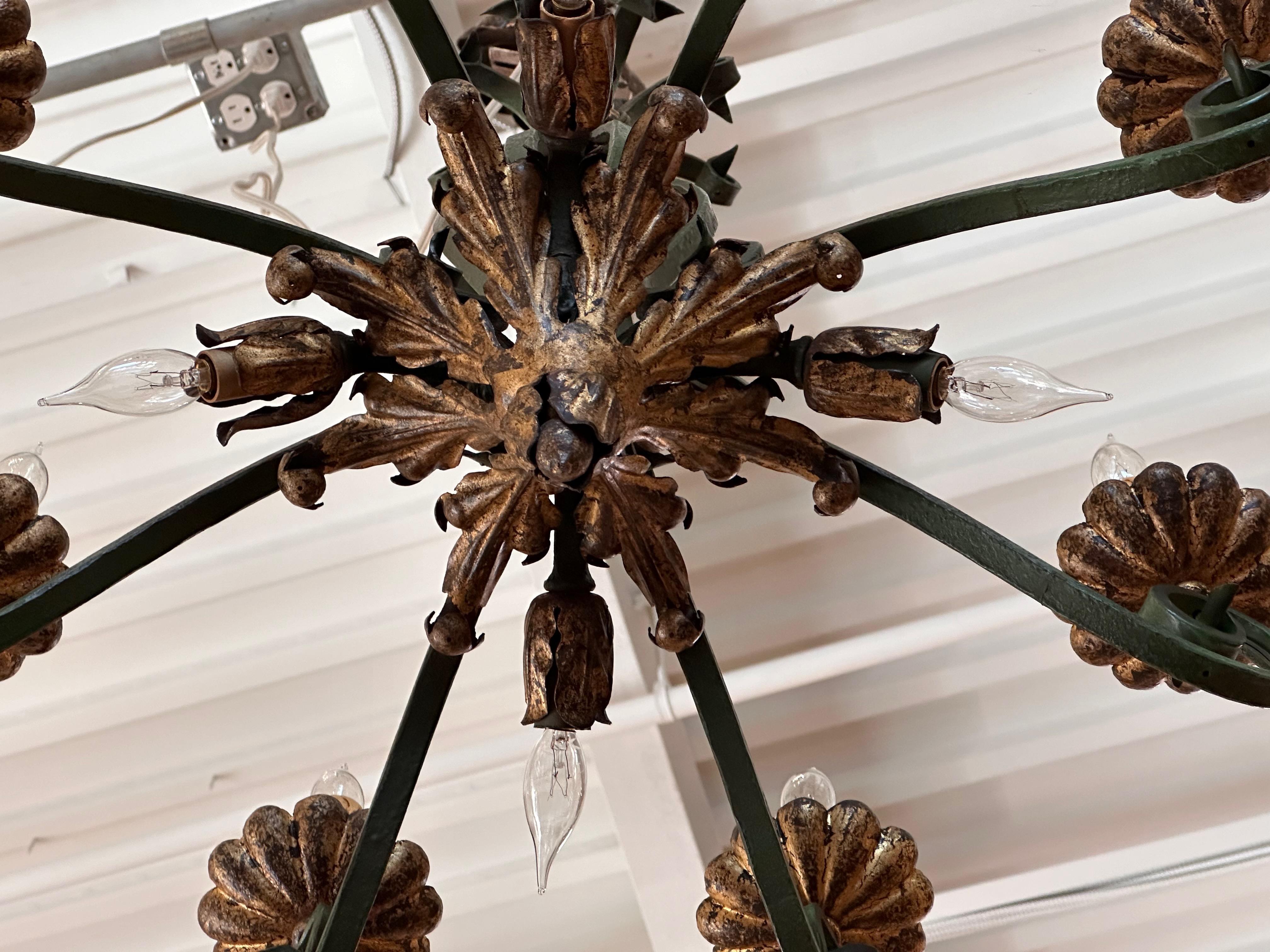 1920s Painted Iron Chandelier In Good Condition In Charlottesville, VA