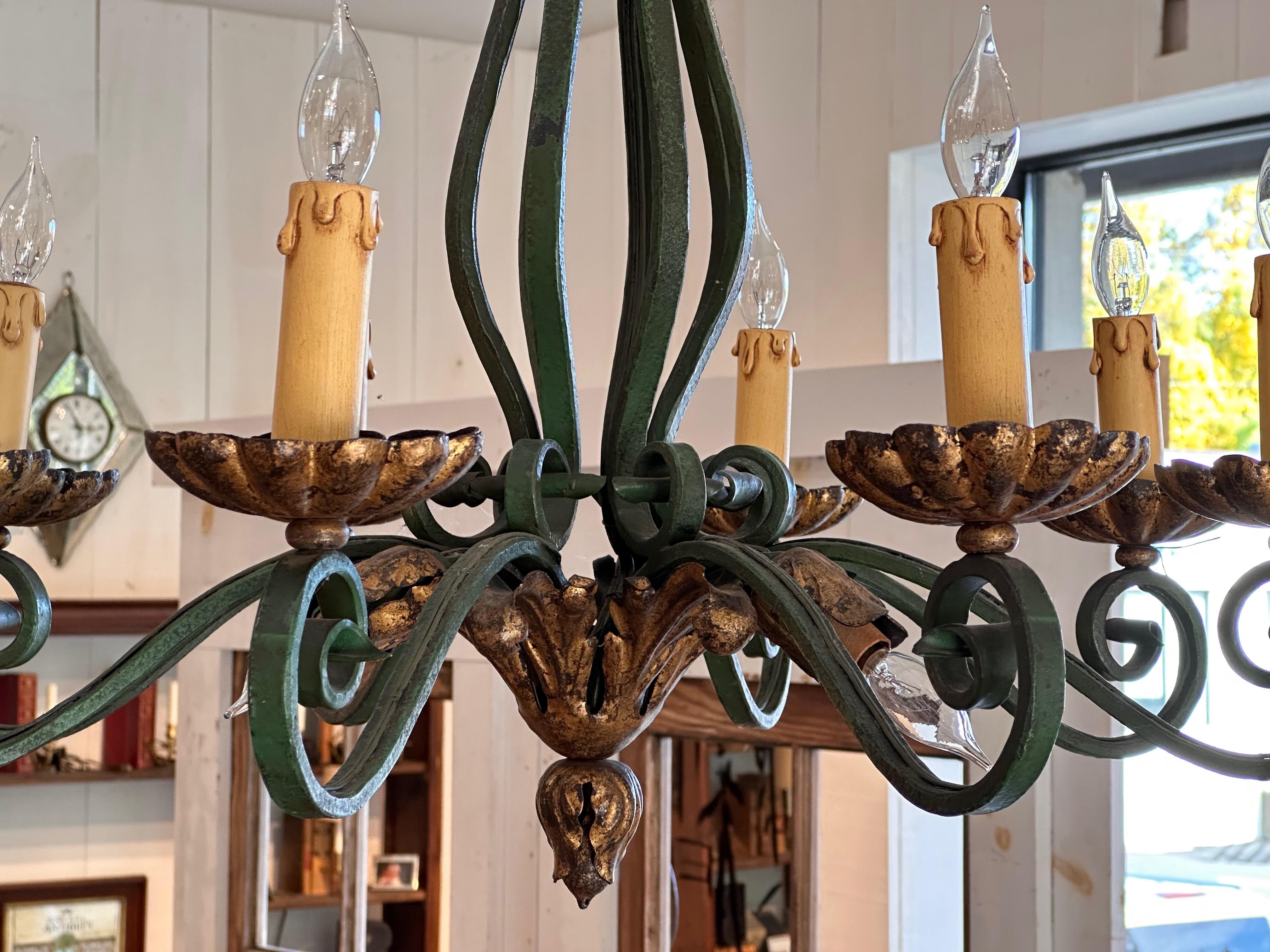 1920s Painted Iron Chandelier 1