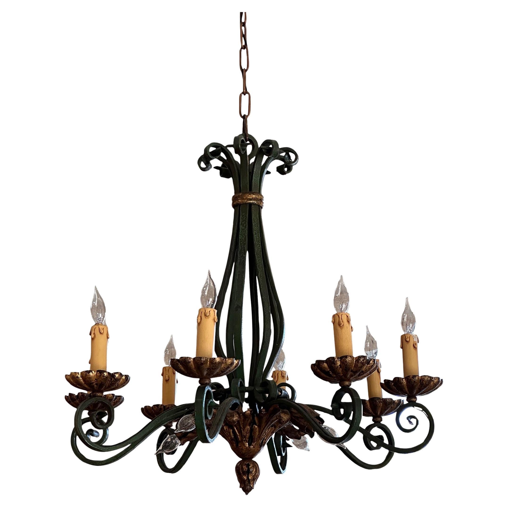 1920s Painted Iron Chandelier