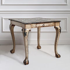 1920s Painted Side Table with Floral Motifs