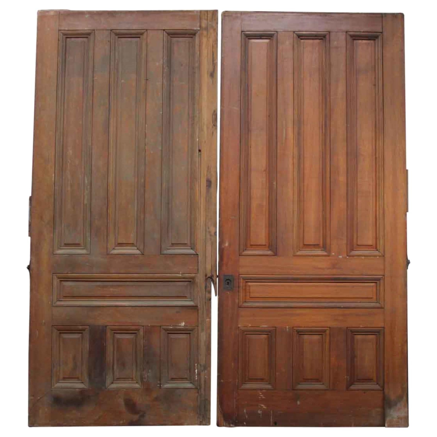 1920s Pair of Antique 7 Panel Cherry Pocket Doors