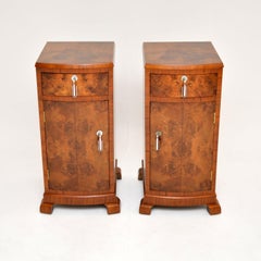 1920's Pair of Art Deco Burr Walnut Bedside Cabinets