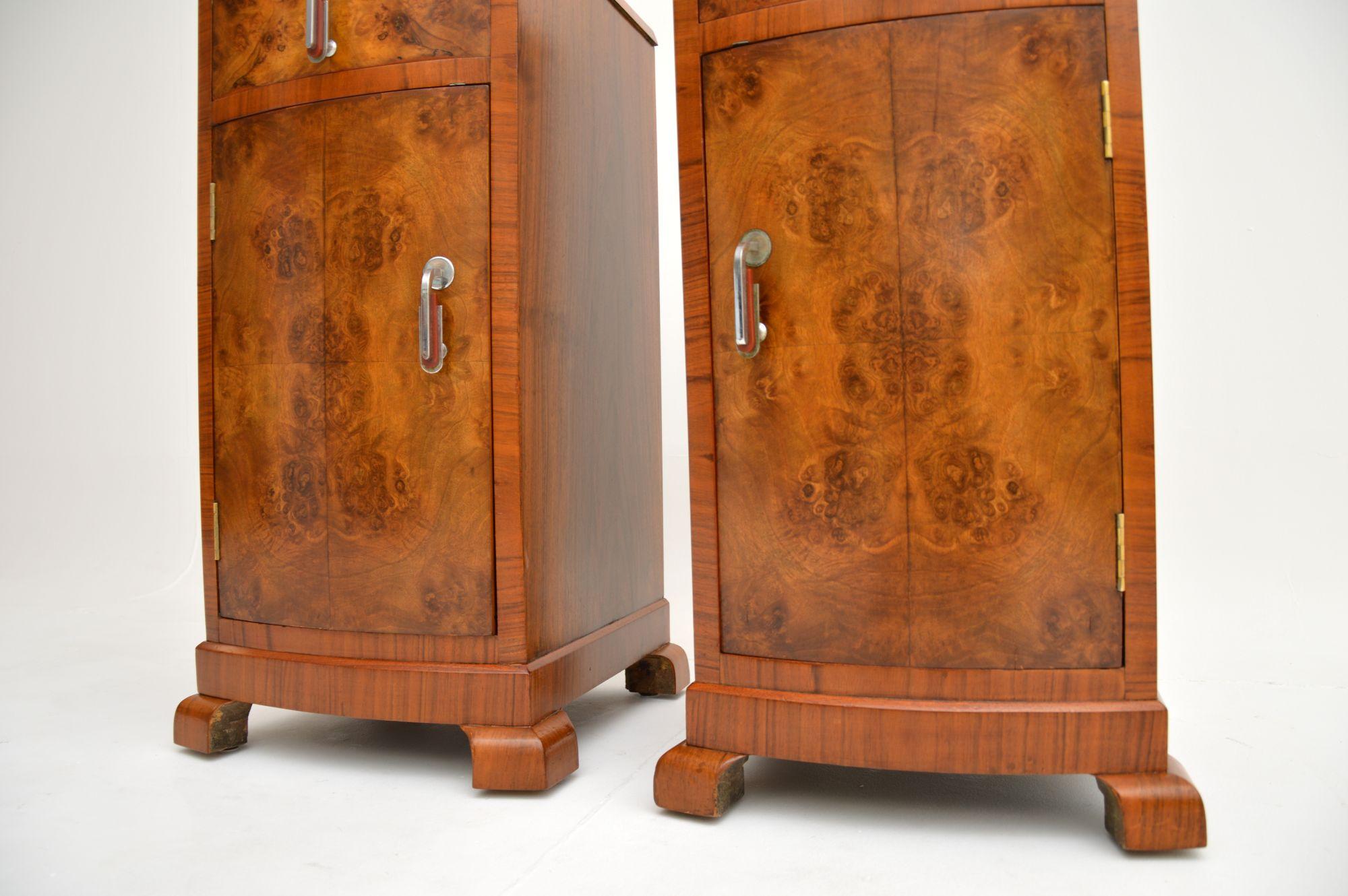 1920's Pair of Art Deco Burr Walnut Bedside Cabinets 3