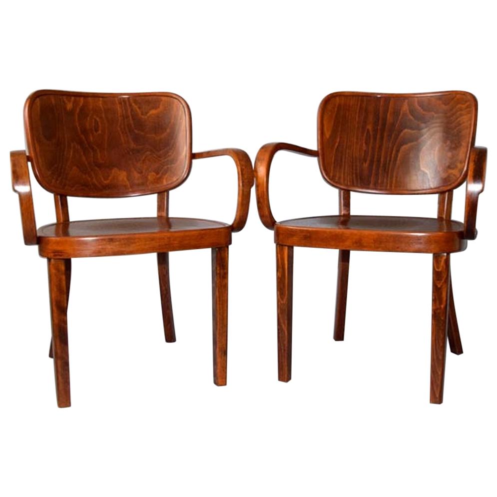 1920s Pair of Bentwood Armchairs by Bernkop, Czechoslovakia