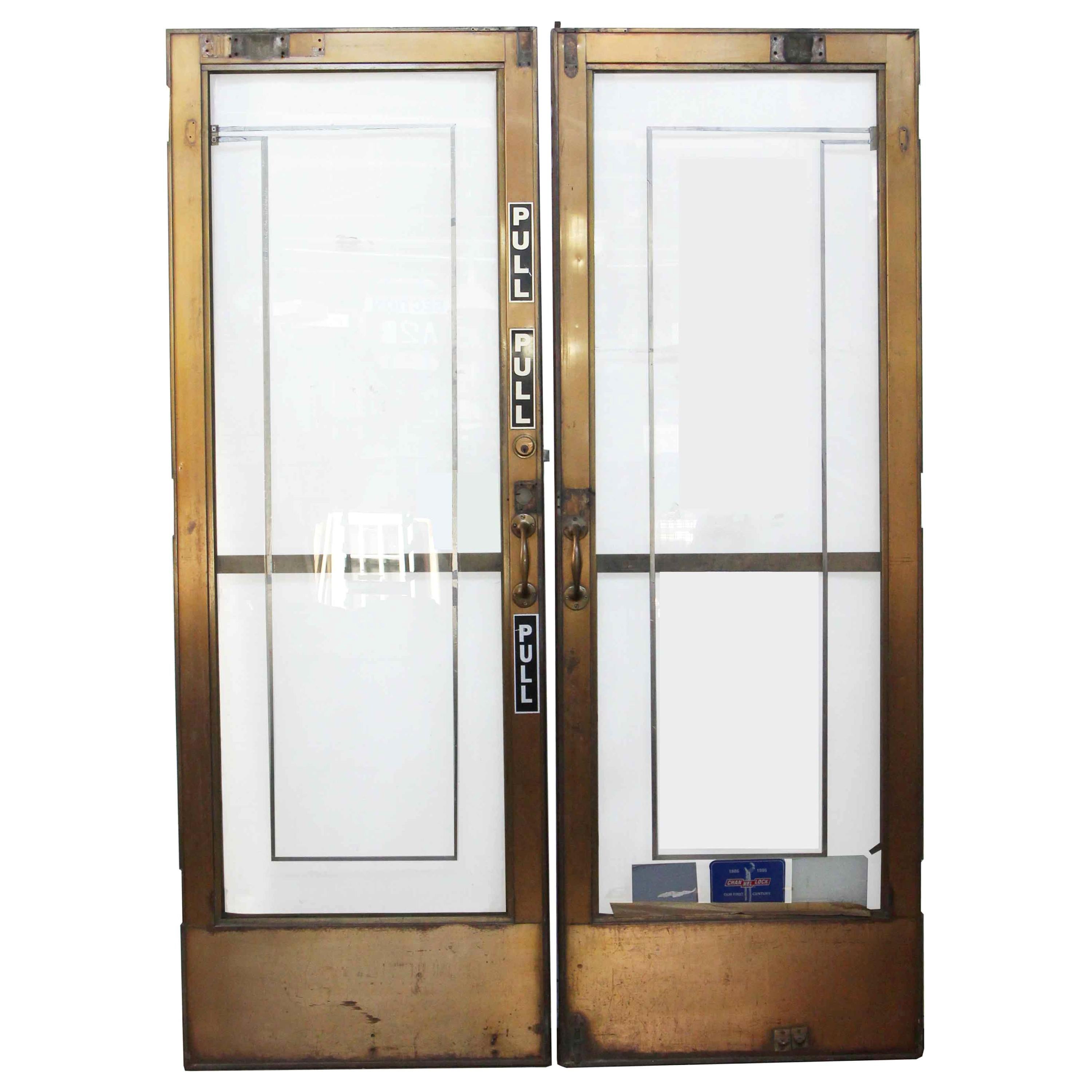1920s Pair of Bronze and Glass Entry Doors from a Manhattan Lobby
