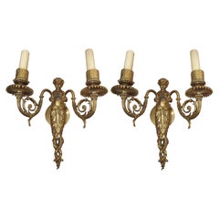 1920s Pair of Bronze Putti Sconces from an East 82nd St Apartment