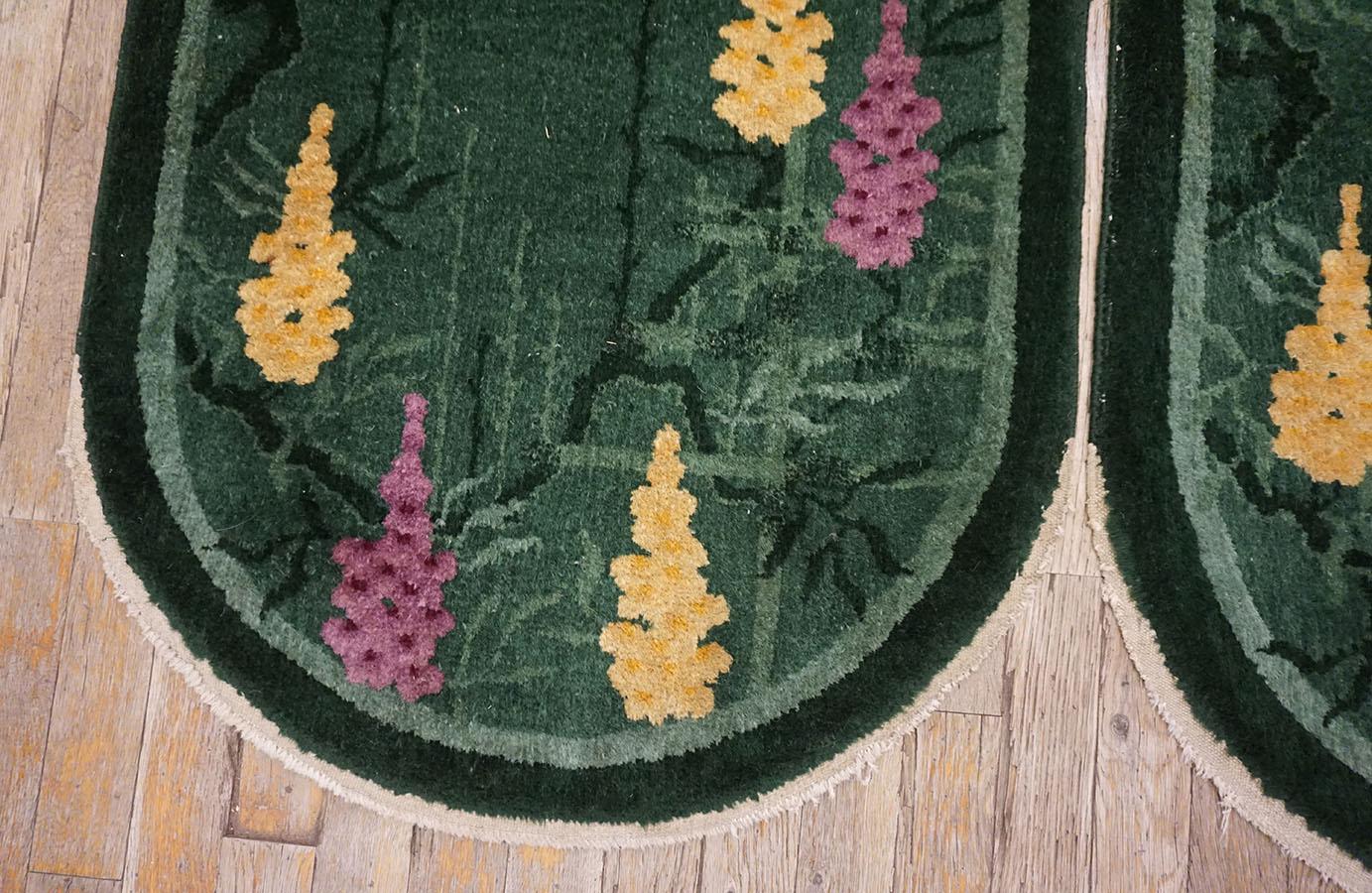 1920s Pair of Chinese Art Deco Carpets 2'x4' In Good Condition For Sale In New York, NY