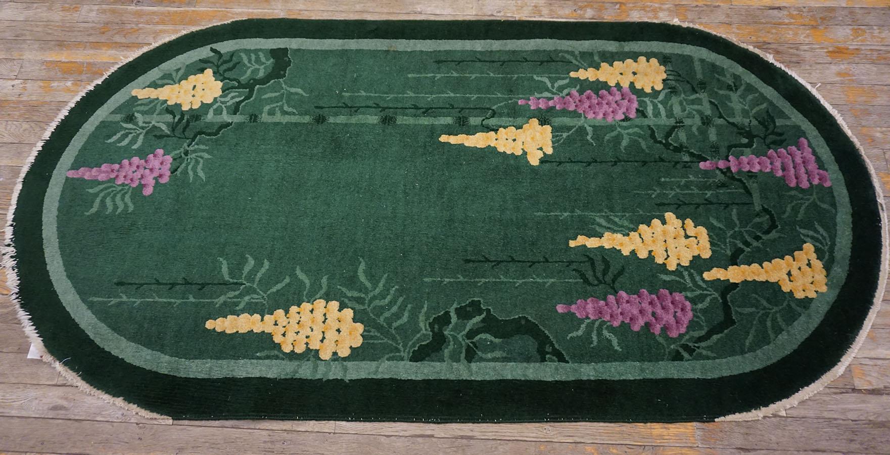 Wool 1920s Pair of Chinese Art Deco Carpets 2'x4' For Sale