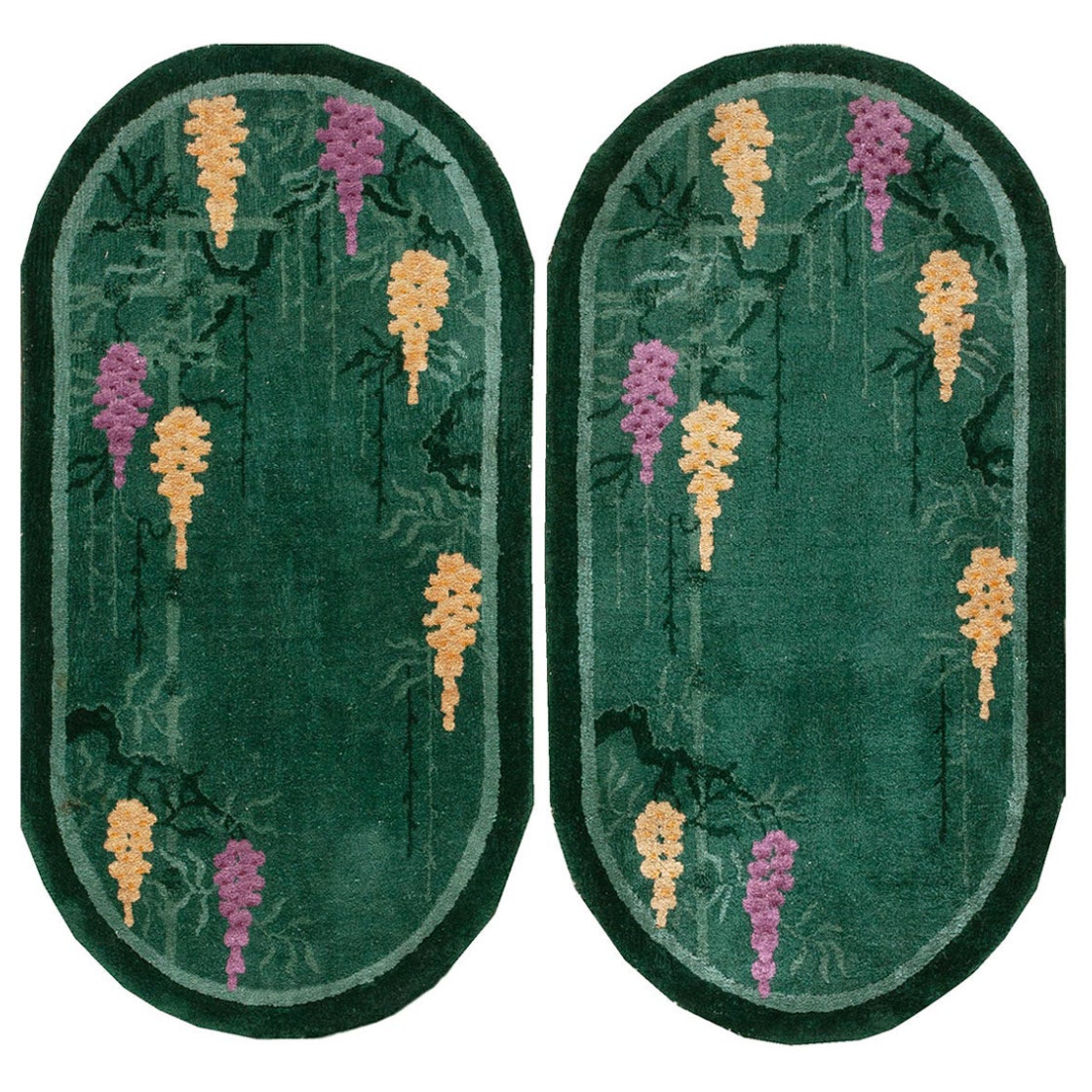 1920s Pair of Chinese Art Deco Carpets 2'x4' For Sale