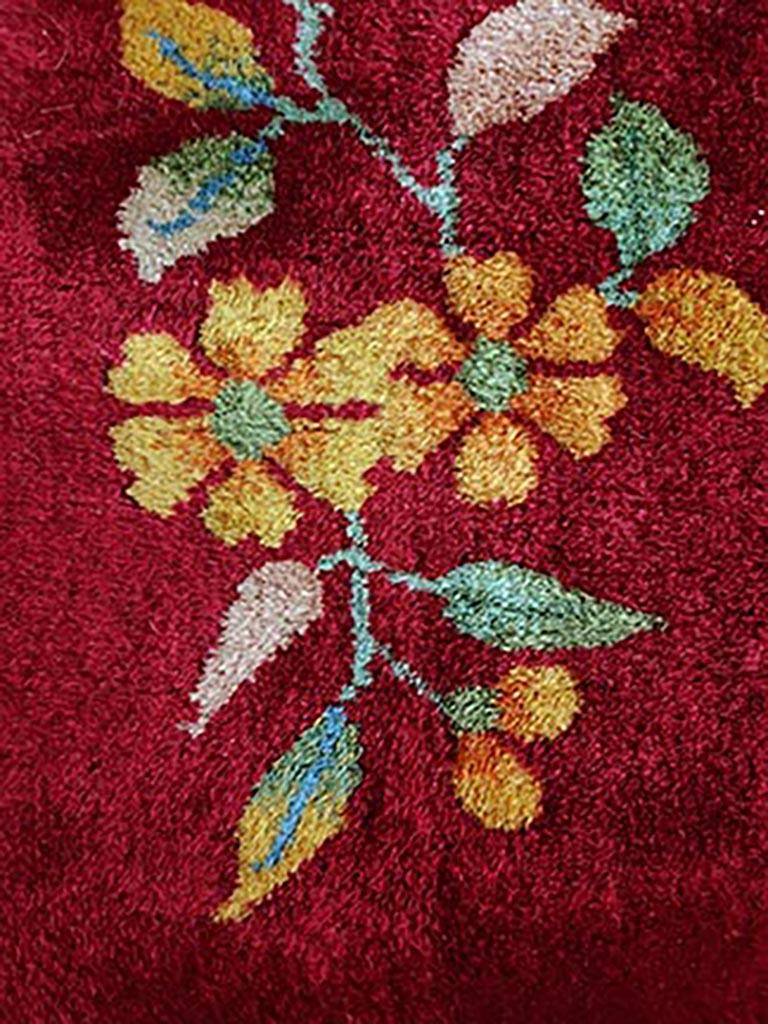 Hand-Knotted 1920s Pair of Chinese Art Deco Carpets ( 3' x 4'10