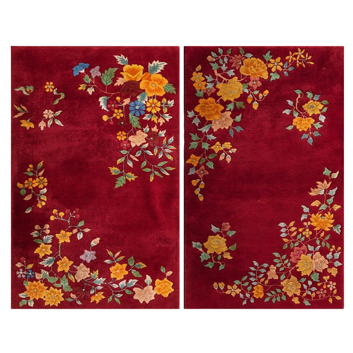 1920s Pair of Chinese Art Deco Carpets ( 3' x 4'10" -90 x 148 )