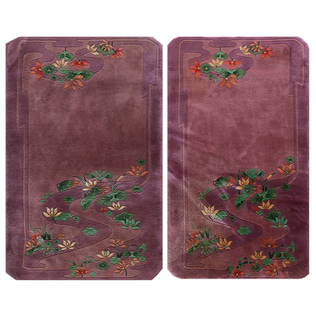 Paire de tapis Art déco chinois des années 1920 (3'' x 4''7 - 92 x 140)