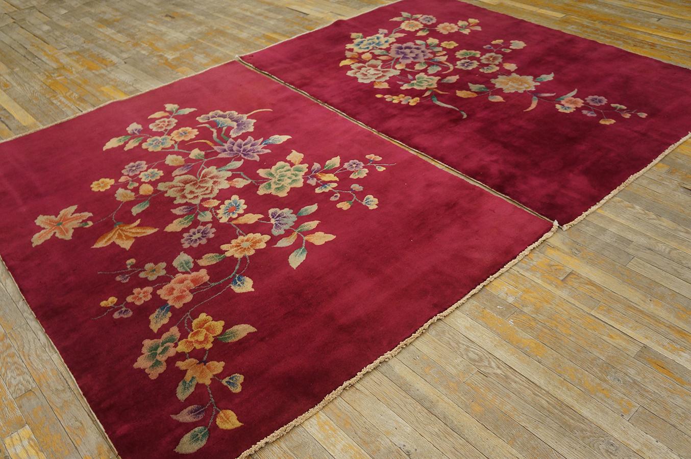 1920s Pair of Chinese Art Deco Carpets (4'4'' x 6'1'' - 132 x 185 ) In Good Condition For Sale In New York, NY