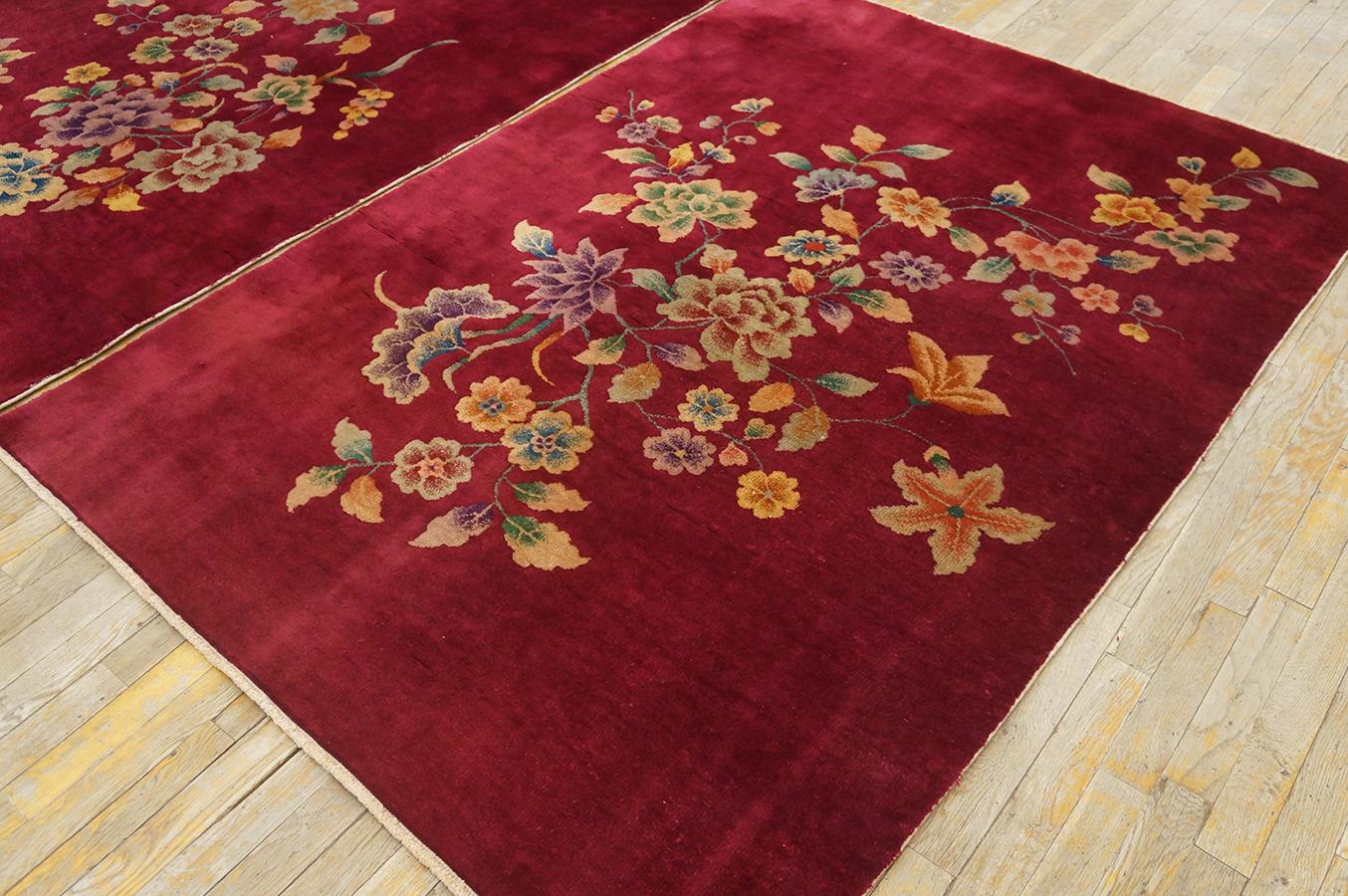 1920s Pair of Chinese Art Deco Carpets (4'4'' x 6'1'' - 132 x 185 ) For Sale 1