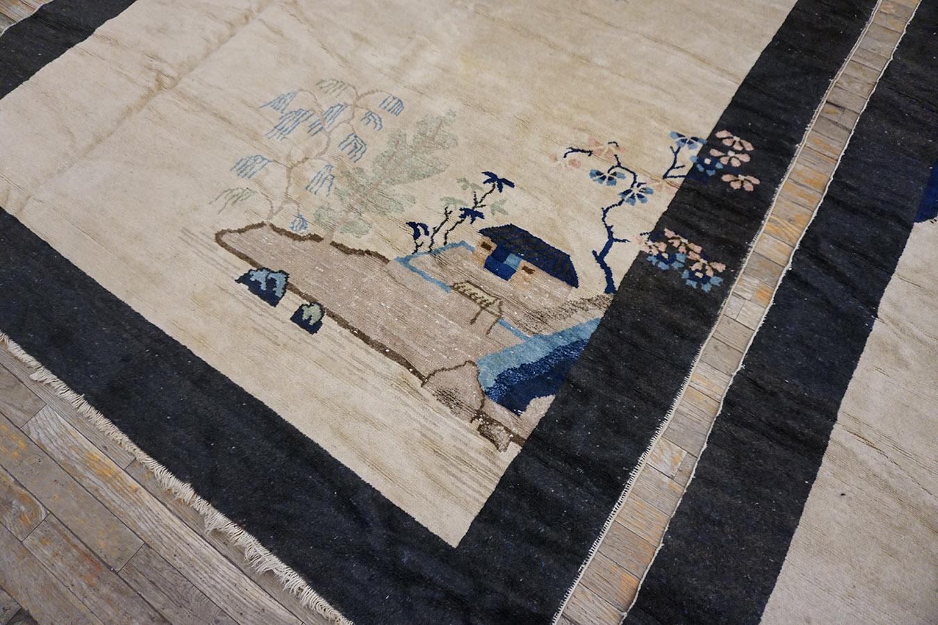 1920s Pair of Chinese Art Deco Carpets 6'x 8' 6