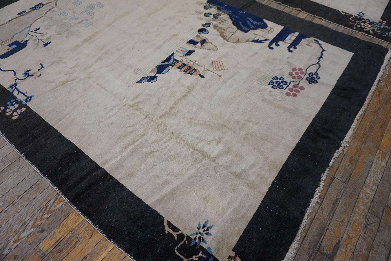 1920s Pair of Chinese Art Deco Carpets 6'x 8' 6