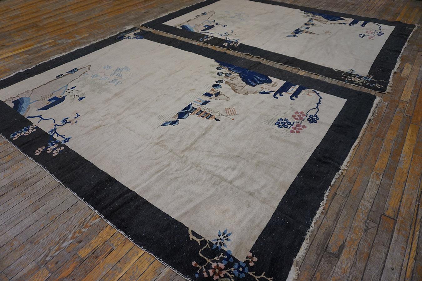 1920s Pair of Chinese Art Deco Carpets 6'x 8' 6