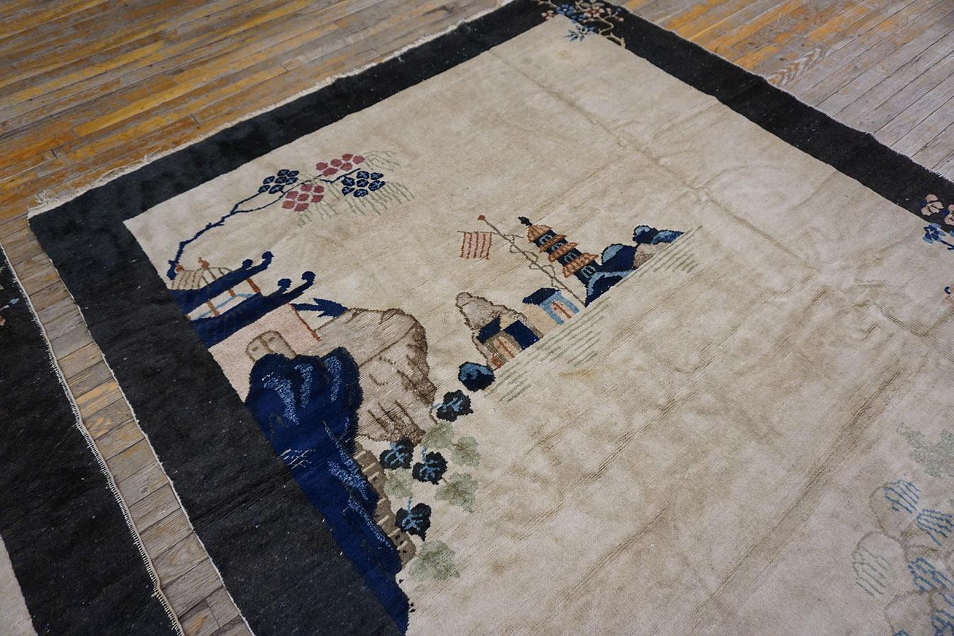 1920s Pair of Chinese Art Deco Carpets 6'x 8' 6