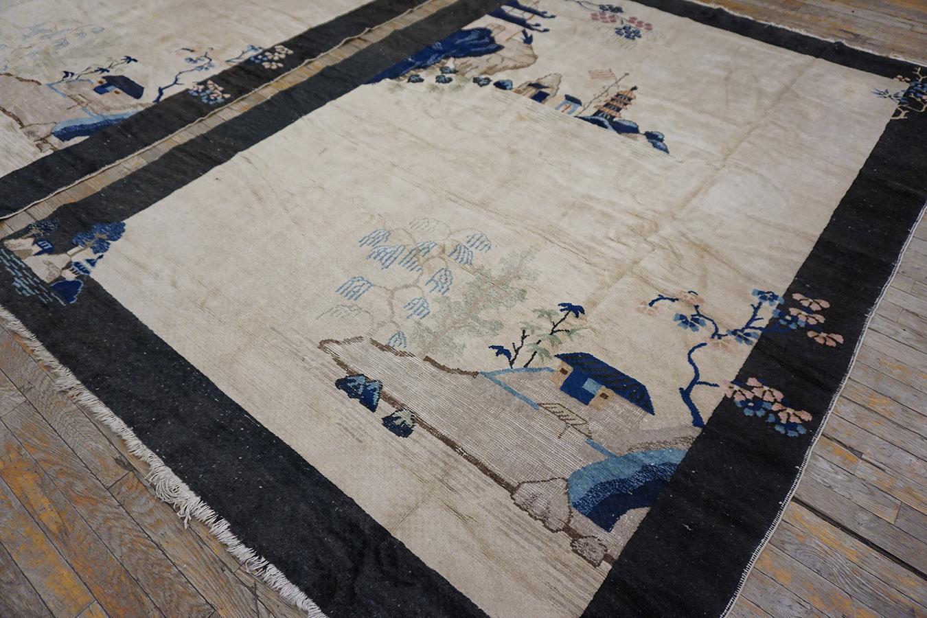 1920s Pair of Chinese Art Deco Carpets 6'x 8' 6