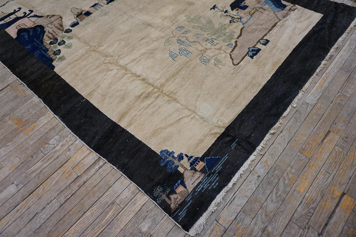 1920s Pair of Chinese Art Deco Carpets 6'x 8' 6