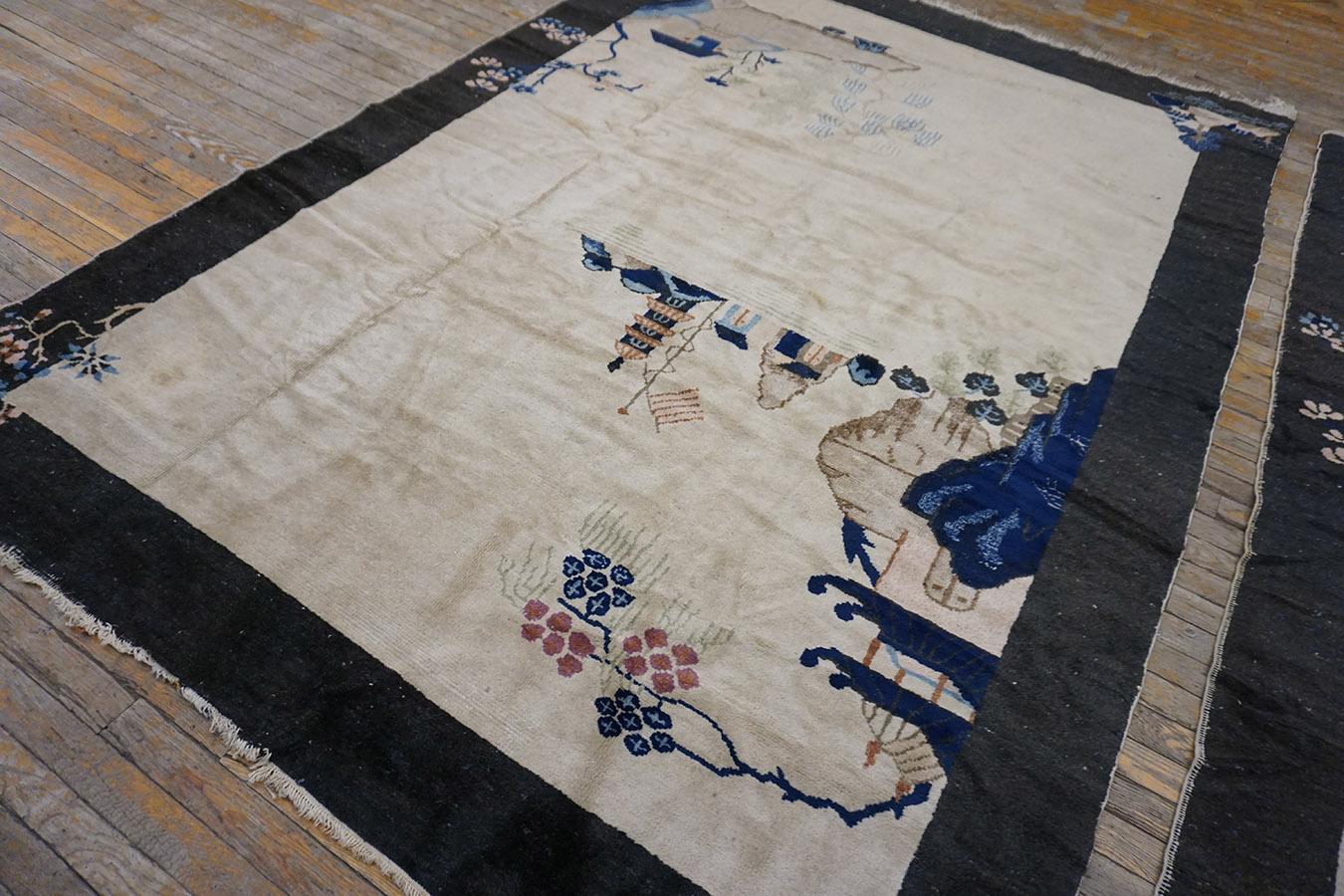 1920s Pair of Chinese Art Deco Carpets 6'x 8' 6