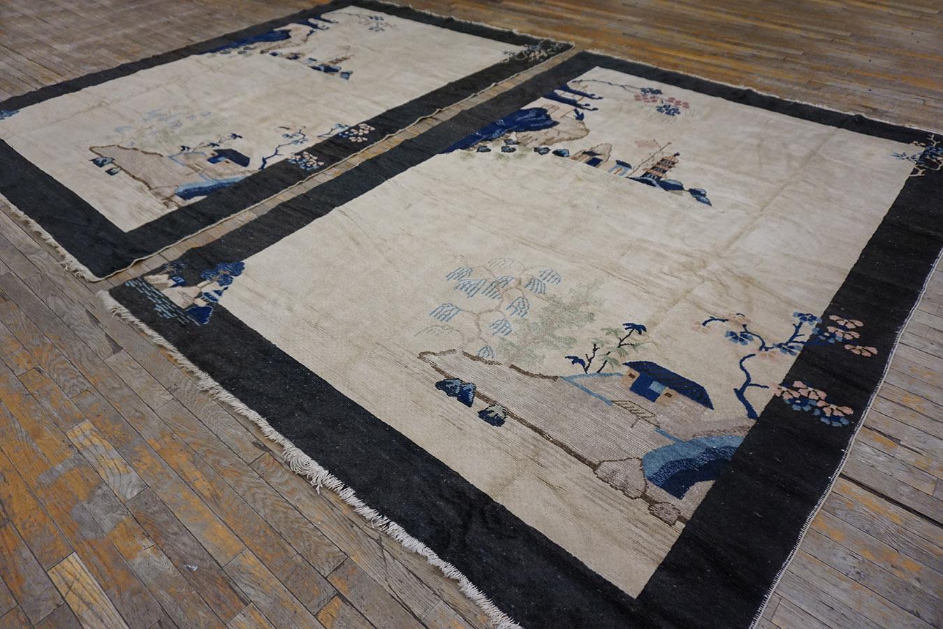 1920s Pair of Chinese Art Deco Carpets, size: 6'x 8' 6