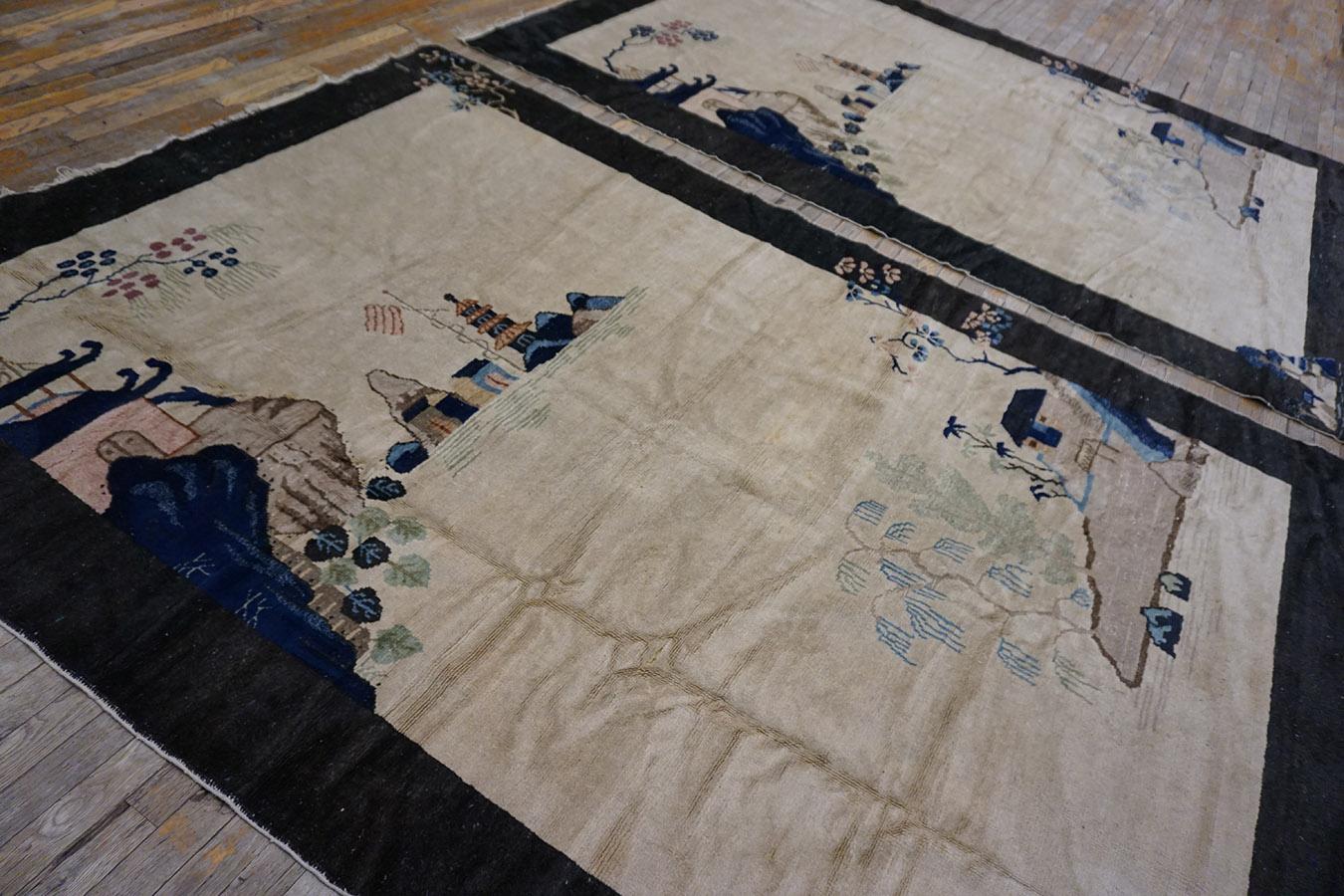 1920s Pair of Chinese Art Deco Carpets 6'x 8' 6