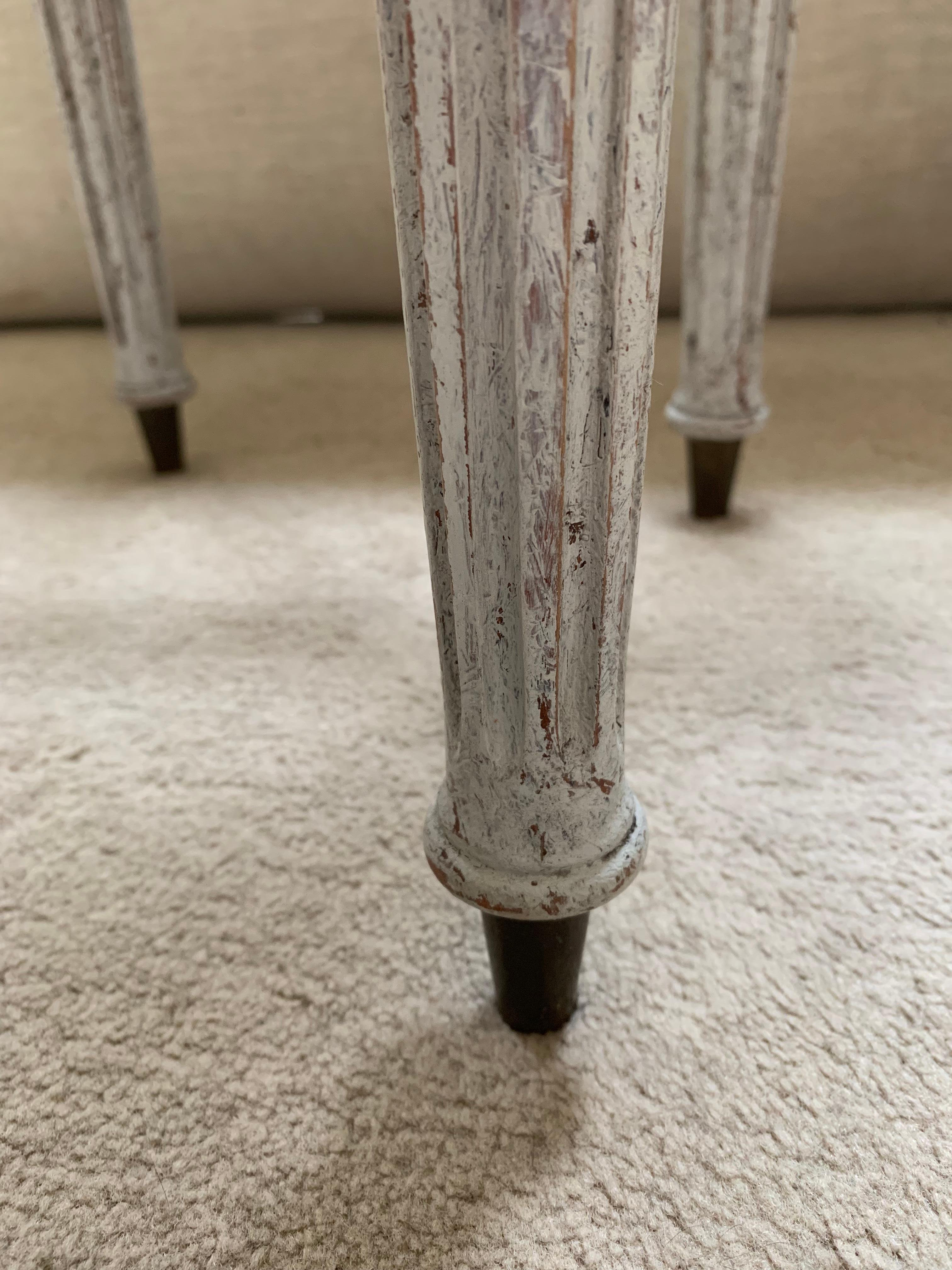 Directoire 1920s pair of Danish marble & brass gallery painted tables For Sale