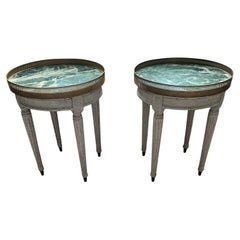 1920s pair of Danish marble & brass gallery painted tables