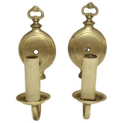 1920s Pair of Light Silver Plated Brass Wall Sconces, Single Light Each