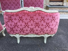 Pair of 1920's Louis XV-Style Twin Painted Pink Beds