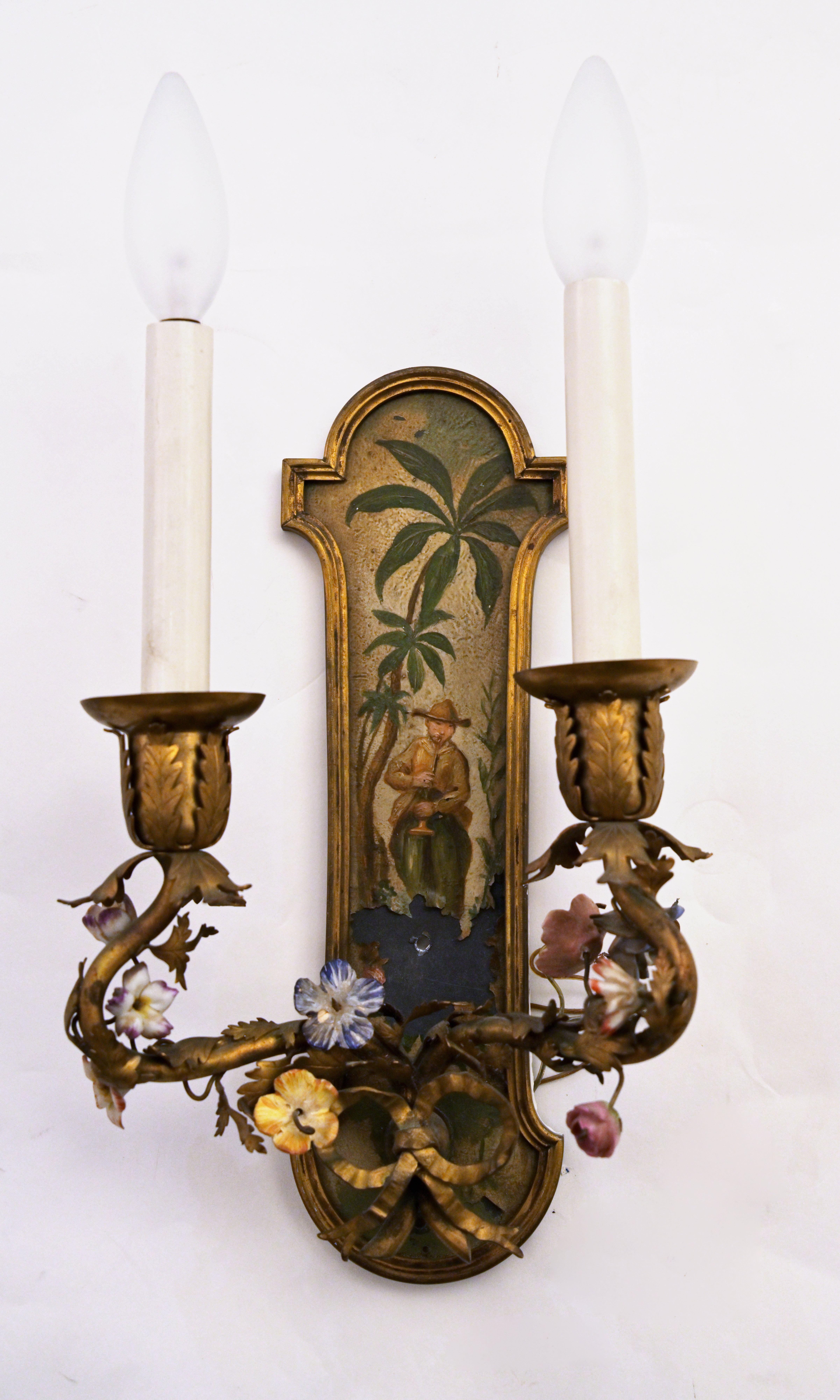 French 1920s Pair of Louis XVth Chinese Figures Sconces For Sale