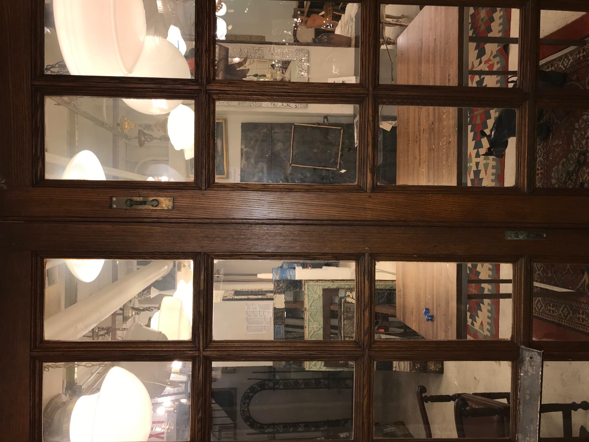 Early 20th Century 1920s Pair of Medium Tone Chestnut French Doors with 10 Glass Panes Each