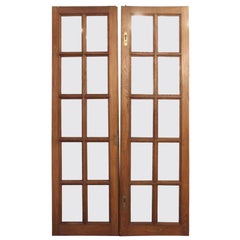 1920s Pair of Medium Tone Chestnut French Doors with 10 Glass Panes Each