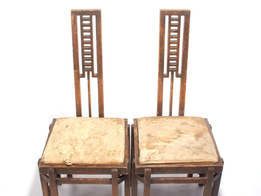 1920s Pair of Modernist Ladder Back Chairs Attributed to Josef Urban For Sale 3