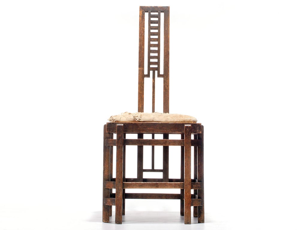 Arts and Crafts 1920s Pair of Modernist Ladder Back Chairs Attributed to Josef Urban For Sale